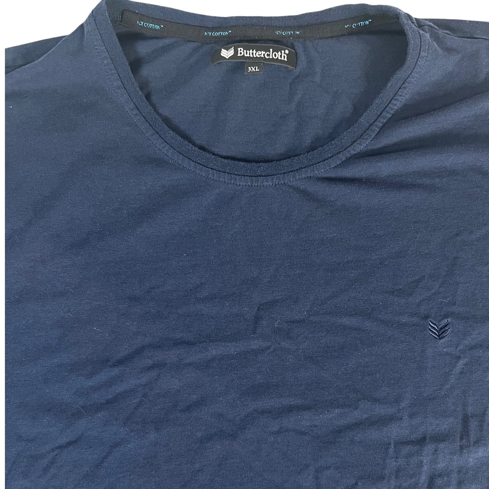 Buttercloth T-Shirt Mens 3XL Navy Blue Icy Cotton Short Sleeve Crew Neck Logo